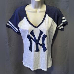 Womens Short Sleeve Baseball T-Shirt NY New York Yankees Size Small